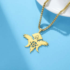 Pendentif Ailes d'Oiseau en Moissanite Plaqué Or 14 carats, Argent Sterling 925, Bijoux Minimalistes Lune et Étoile, Cadeaux pour Hommes et Femmes - Product Image 2