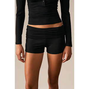 ETHIQUET EVOLVE Pantalones cortos plegables de cintura alta de tela suave y elástica para mujer - Product Image 1