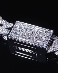 Cadena Cubana VVS1 Moissanite, Plata de Ley 925 / Oro Blanco de 14K, Hecha a Mano, Cadena Cubana para Hombre, Estilo Hip Hop para Fiestas - Product Image 6