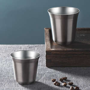 Tasse à thé et à café en acier inoxydable avec soucoupe et cuillère, vaisselle en métal de qualité alimentaire, réutilisable, vaisselle classique pour hôtel, restaurant ProX - Product Image 5