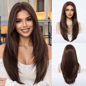 (US Only) DWY 24 Inch Long Straight Natural <b>Brown</b> <b>Wig</b> with Transparent Lace 13*6 Free Part - Product Image 2