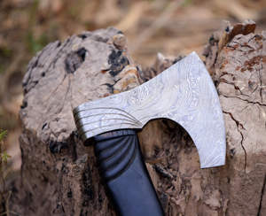 Custom Handmade Industrial Grade High Carbon Steel Viking Hatchet with Leather Sheath for Camping Outdoor <b>Survival</b> Use - Product Image 4