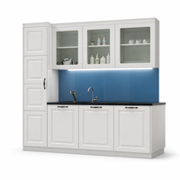 Ensemble d'armoires de cuisine Axcellent de style provincial français, suspendues, modulaires, sur mesure, avec poignées de bar et design LED encastré