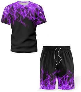 Conjunto de ropa deportiva de 2 piezas de verano unisex, Camiseta corta de talla grande con estampado personalizado para hombre, ropa deportiva suave para fitness - Product Image 2