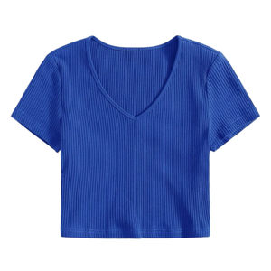 Top mujer Premium respetuoso con el medio ambiente lavable algodón sólido suave tela transpirable OEM elegante moda Casual Wear - Product Image 4