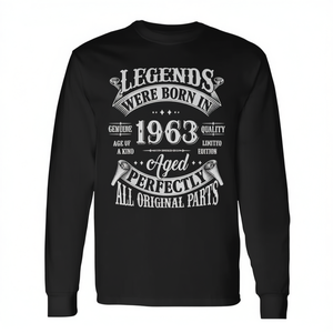 T-shirt a maniche lunghe Legends Born In 1963, perfettamente invecchiata, tutte le parti originali, girocollo unisex per adulti - Product Image 2
