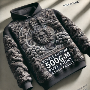 Sweat à capuche imprimé bouffant personnalisé 500gsm, Sweat à capuche 500gsm de haute qualité avec conception d'impression bouffante personnalisée, Sweat-shirt imprimé bouffant personnalisé de qualité supérieure - Product Image 5