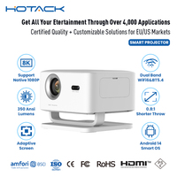 Proyector Inteligente Portátil Hotack X4AR LCD HD 1080p 8K con Enfoque Automático para Cine en Casa, Juegos, Educación y Reuniones