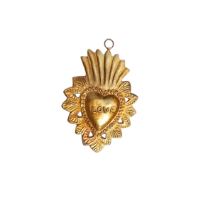 Grand cadre en laiton antique doré Sacré-Coeur Sunburst suspendu pour décoration murale cadeau et décoration catholique - Product Image 5