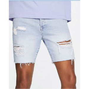 2025 Short en jean de haute qualité pour hommes personnalisé Design à motif solide décontracté avec Logo personnalisé Service OEM accepté - Product Image 4