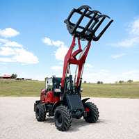 Mini-Frontlader 4x4 Anbaugerät Kompakter Holzlader Unterirdischer Ersatz-Joystick Betonmischer Waage Bremse Kubota-Motor Lader