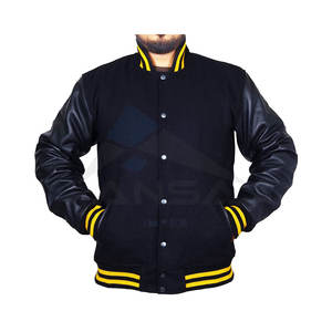 แจ็คเก็ตเบสบอลวาร์ซิตี้ผ้าขนสัตว์สำหรับผู้ชายสั่งตัด แฟชั่นล่าสุด สไตล์ไฮสตรีท คอตั้ง แขนยาว สำหรับฤดูหนาว - Product Image 1