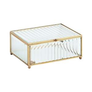 กล่องแก้วโลหะเคลือบทองแบบพรีเมี่ยมพร้อมแผ่นใสเหมาะสำหรับโชว์เครื่องประดับตกแต่งและของสะสมขนาดเล็ก - Product Image 1