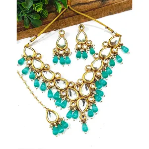 Conjunto de Collar Kundan con Diamantes en Corte Pera Monalisa para Niñas, para Bodas - Product Image 1