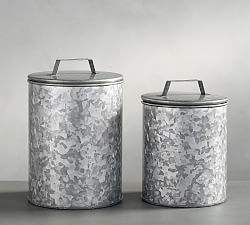 Galvanized Canister Set With Wooden <b>Lids</b> And Distressed Finished For Rustic Home <b>Decor</b> And Functional Kitchen Storage - Product Image 3