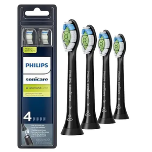 Philips Sonicare Genuine W DiamondClean <b>Toothbrush</b> <b>Heads</b>, 4 Brush <b>Heads</b>, Black, HX6064/955 - Product Image 1