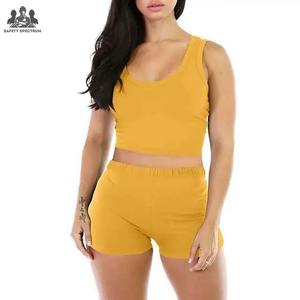 Conjunto de shorts y sujetador deportivo sólido para mujer |   Conjunto Deportivo de 2 Piezas Transpirable de Secado Rápido |   Ropa Deportiva Ecológica de Spandex/Nylon | - Product Image 3