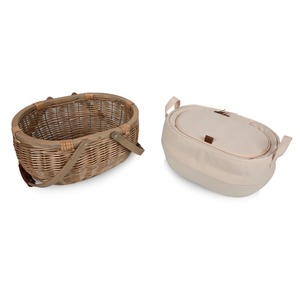 Rattan picnic <b>basket</b> with wooden lid Handmade <b>Storage</b> <b>Basket</b> Wholesale eco-friendly Made in Viet Nam - Product Image 3