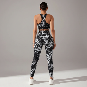 Conjunto de Yoga Tie Dye Personalizado OEM para Mujer, Sujetador Deportivo con Cierre y Leggings de Cintura Alta, 2 Piezas, Traje Deportivo para Gimnasio, Ejercicio y Fitness - Product Image 4