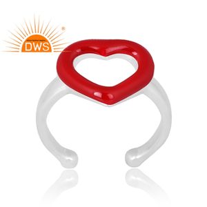 Bague en émail Fabricant de bijoux personnalisés. Tendance Design 925 Sterling Silver Trendy Heart Perle d'eau douce 1 Pcs Princess Cut - Product Image 1