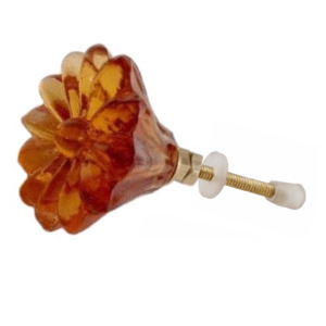Perillas de color ámbar para cajón, perillas para cajón, vidrio, margaritas, flores, CK 558 - Product Image 2