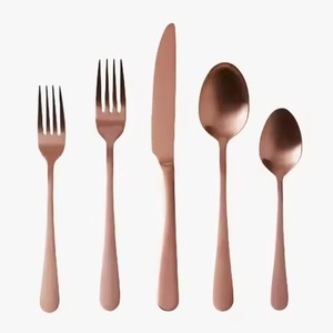 Couteau, fourchette et cuillère en acier inoxydable, acier miroir plaqué or rose, couverts en acier inoxydable, design fantaisie - Product Image 1
