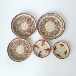 Set di cesti di stoccaggio Boho in stile <span class=keywords><strong>etnico</strong></span> intrecciati a mano ciotole in fibra naturale per decorazioni da parete e organizzazione di ciotole in stile <span class=keywords><strong>africano</strong></span> - Product Image 3