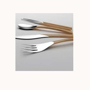 Couverts en métal modernes personnalisés couverts argentés avec manche en bois kit de couverts Portugal en acier inoxydable pour restaurant - Product Image 1