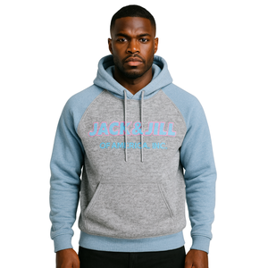 แจ็คแอนด์จิลแห่งอเมริกาแขนแร็กแลนสีเทาเสื้อมีฮู้ดผ้ากำมะหยี่ปักลายสีฟ้าเสื้อผ้าสำหรับมืออาชีพและพลเรือนสีดำ - Product Image 3