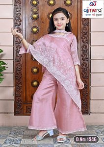 Conjunto de Salwar de Satén para Niñas Ajmera Fashion, Traje Elegante de Manga Larga con Pantalones Suaves, Vestido Étnico Estilizado para Fiestas, Disponible en Stock - Product Image 6