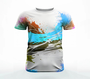 เสื้อยืดโพลีเอสเตอร์ผู้ชาย พิมพ์ลายโลโก้ทั่วตัว ออกแบบเองได้ แห้งเร็ว เหมาะสำหรับออกกำลังกาย เล่นกีฬา และใส่ในยิม - Product Image 6