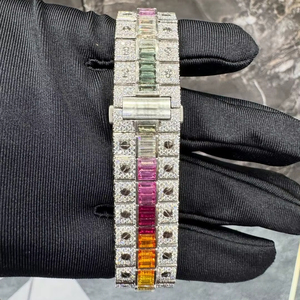 VVS Moissanite Square Fashion Stainless Steel Hip Hop <b>Watch</b> Men <b>White</b> Diamonds Quartz Movement Business Style Gifting Collection - Product Image 6