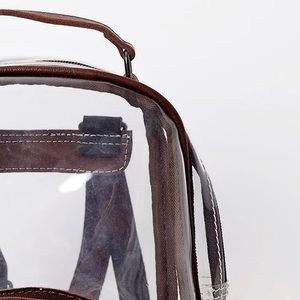 Real mano Tooled cuero PVC Vintage moda dos cremallera antirrobo transparente claro mochilas estilo occidental estadio bolsas - Product Image 4