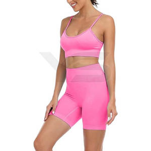 Pantalones cortos deportivos para correr con logotipo personalizado y etiqueta privada, sujetador acanalado antiarrugas para levantar la cadera, conjunto de yoga y fitness para adultos de talla grande - Product Image 4