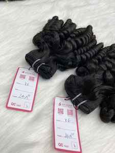 Extensions de cheveux vierges vietnamiens Remy de 24 pouces Cheveux humains bruts à double tirage noirs à la machine Twist Curly Style de haute qualité - Product Image 6