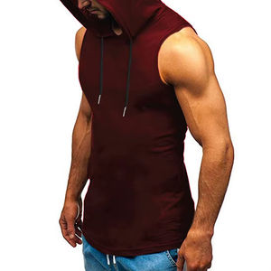 Tenue tendance à la mode Nouveau design Manches longues Hommes sans manches Hoodies Slim Fit Couleur unie Hommes sans manches Hoodies - Product Image 3