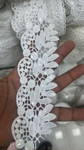 ผ้าลูกไม้ปักลายดอกไม้สีขาวสำหรับชุดแต่งงานแต่งตามสั่งตัดเย็บด้วยผ้าฝ้าย100% - Product Image 2