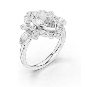 Bague en diamant de laboratoire 2,11 CT Marquise et rondes en grappe pour femme, clarté VVS-VS EF, or 18 carats, 14 carats, 10 carats et argent 925, rose - Product Image 4