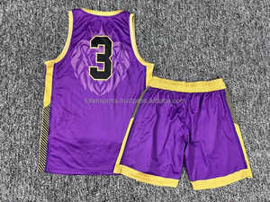 Ensemble de maillots de basket personnalisés Or et Noir, sublimation dégradée, col en V, sans manches, en maille, uniforme d'équipe unisexe pour adulte - Product Image 3