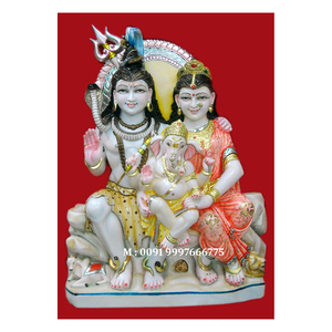 Statue de Shiv Pariwar en marbre blanc, position assise avec les mains sur les genoux, pour temple et décoration intérieure, au meilleur prix. - Product Image 6