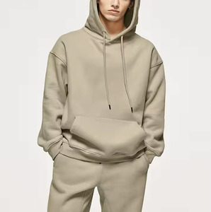 Sweat à capuche streetwear personnalisé pull uni en coton épais sweat à capuche vierge surdimensionné avec cordes pour hommes - Product Image 1