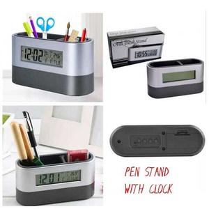 Điện tử kỹ thuật số snooze báo động chủ bút đồng hồ với tiện ích lưu trữ hộp máy tính để bàn hiển thị với nhiệt độ ngày ngày trong tuần - Product Image 2