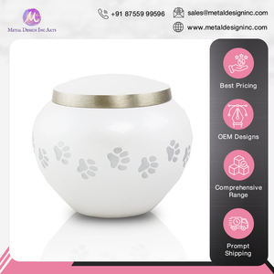Diseño personalizado de alta calidad de color blanco plata hermosas urnas de cremación de aluminio para mantener las cenizas conmemorativas de la mascota de la India - Product Image 2