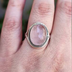 Handmade 925 Sterling Silver Cocktail <b>Ring</b> for Women Rose <b>Quartz</b> Gemstone Elegant Pink Tone Perfect Gift for Her - Product Image 1