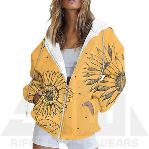 Women's <b>Sublimation</b> Terry Fabric Front Logo Casual <b>Hoodie</b> with All Over Print Premium Polyester/Cotton Material - Product Image 2