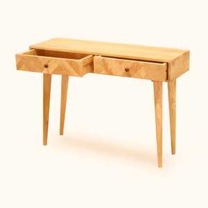 Table console moderne en bois clair du milieu du siècle Façades de tiroirs à chevrons pour entrée hôtel salon Solution de rangement élégante pour - Product Image 1