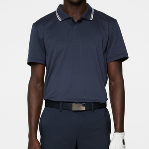 เสื้อกอล์ฟลายทางผ้าฝ้ายระบายอากาศสำหรับผู้ชายเสื้อโปโลปักโลโก้แบบกำหนดเอง - Product Image 1
