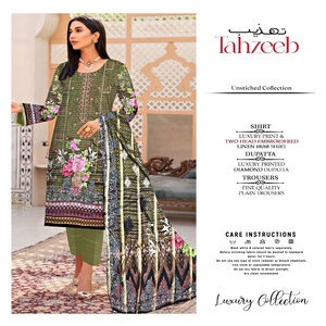 Trajes de 3 piezas de viscosa de menos de 10 dólares con bordado para mujer de AF Fashion Volume TEHZEEB de Pakistan Designers - Product Image 4