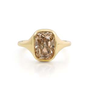 Bague Majestic Old Mine Cushion Champagne 3,22 carats, diamant de laboratoire fantaisie brun clair VS1, en or jaune 14 carats, pour usage quotidien, cadeau - Product Image 1