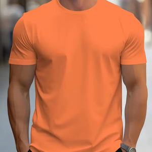 T-shirt pour homme en coton 100% en gros, tissu tricoté de haute qualité, taille plus, design personnalisé, logo imprimé sur le devant, uni, manches courtes - Product Image 4